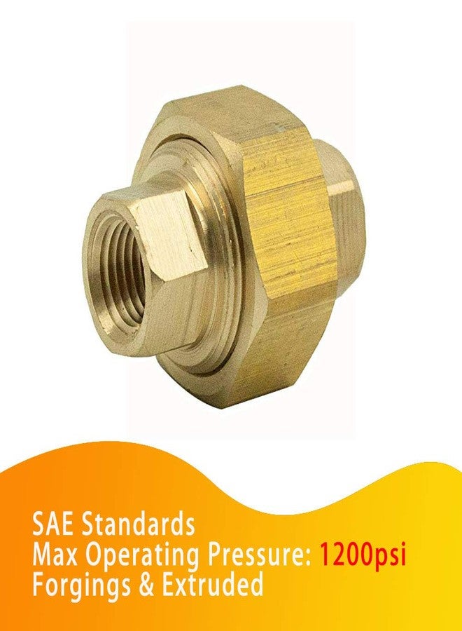 Legines وصلة أنبوب نحاسية مستقيمة من نوع Legines NPT Union مقاس 1/4 بوصة أنثى × 1/4 بوصة أنثى، تتحمل ضغط 1200 رطل لكل بوصة مربعة (عبوة من قطعتين) - Image 2